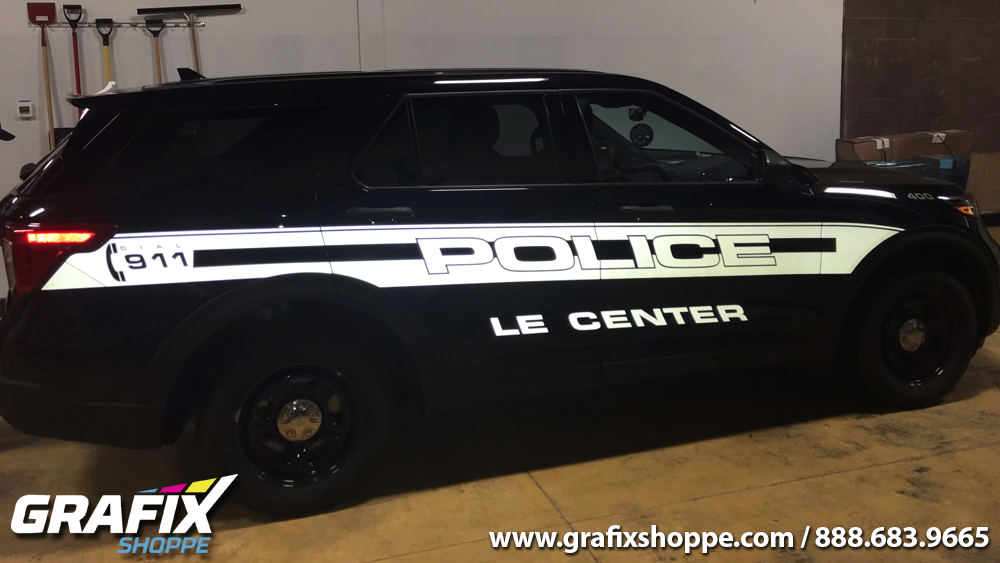 David Chaek Signs & Graphics - Blairsville Police Department's Explorer got  some cool black reflective ghost graphics today. This 3M 680 reflective  film is very subtle, until it glows bright white when